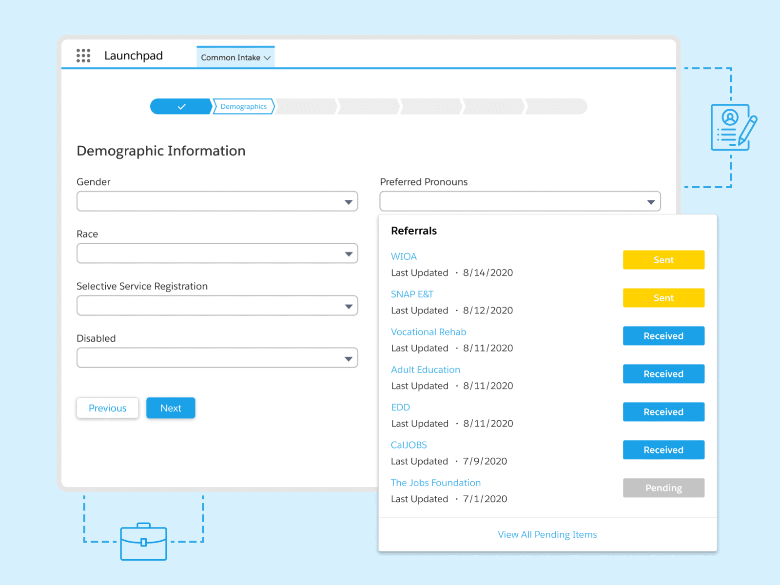 Launchpad | Common intake - 360° view of your participant